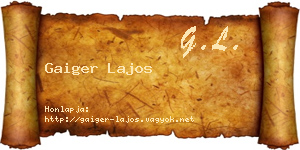 Gaiger Lajos névjegykártya